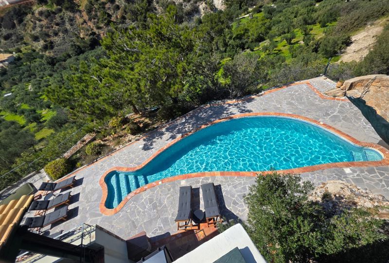 Blick von oben auf den Pool