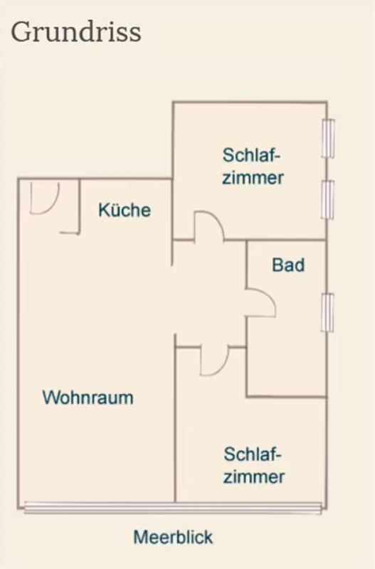 Grundriss der Ferienwohnung Meereszauber in Binz für 4 Personen