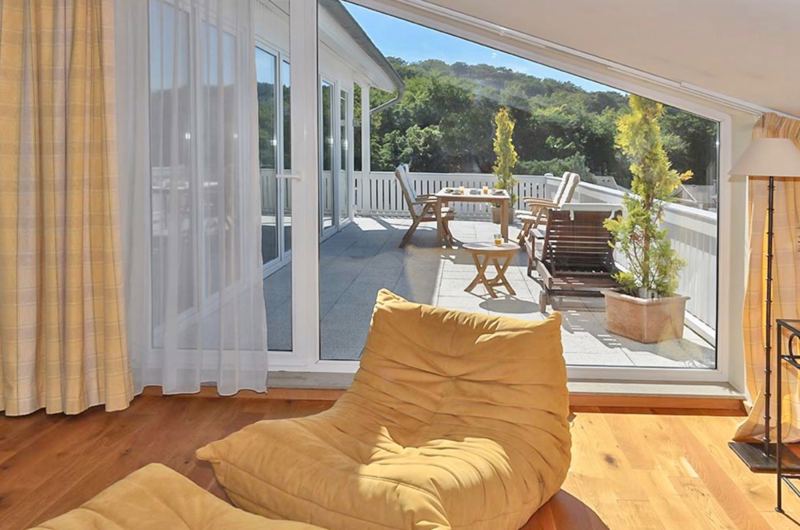 Blick auf die zweite Dachterrasse