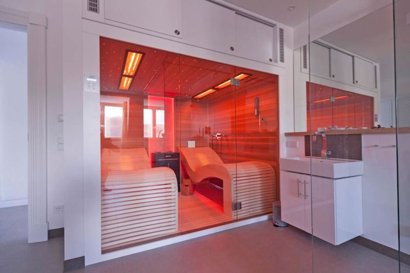 Wählen Sie zwischen finnischer Sauna, Dampfbad oder Infrarot