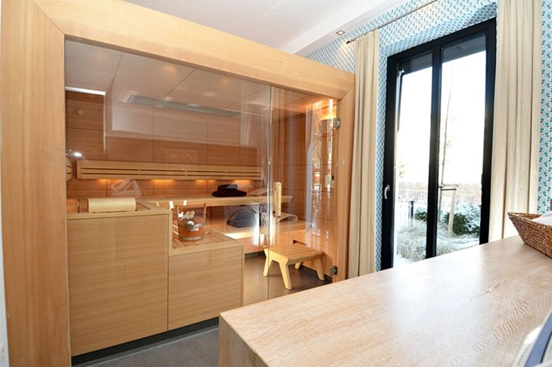 Die große Klafs- Sauna im Erdgeschoss der Villa Tusculum
